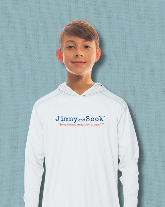 White Youth Long Sleeve Hoodie Performance Tee